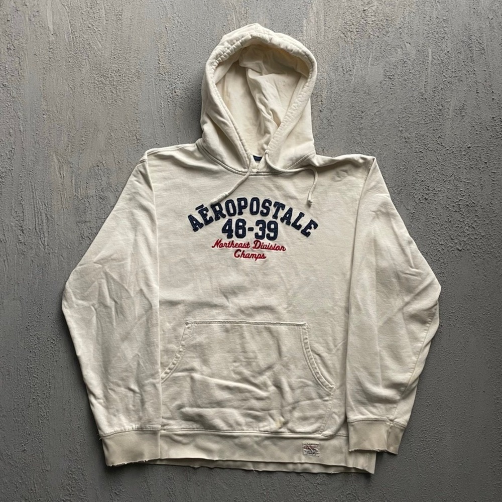 Vintage Aeropostale Hoodie Mens white XL 2000s Northeast Division Champs